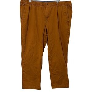 L.L. Bean Dark Khaki Brown Lakewashed Comfort Waist Stretch Chino Pants XXL x 28
